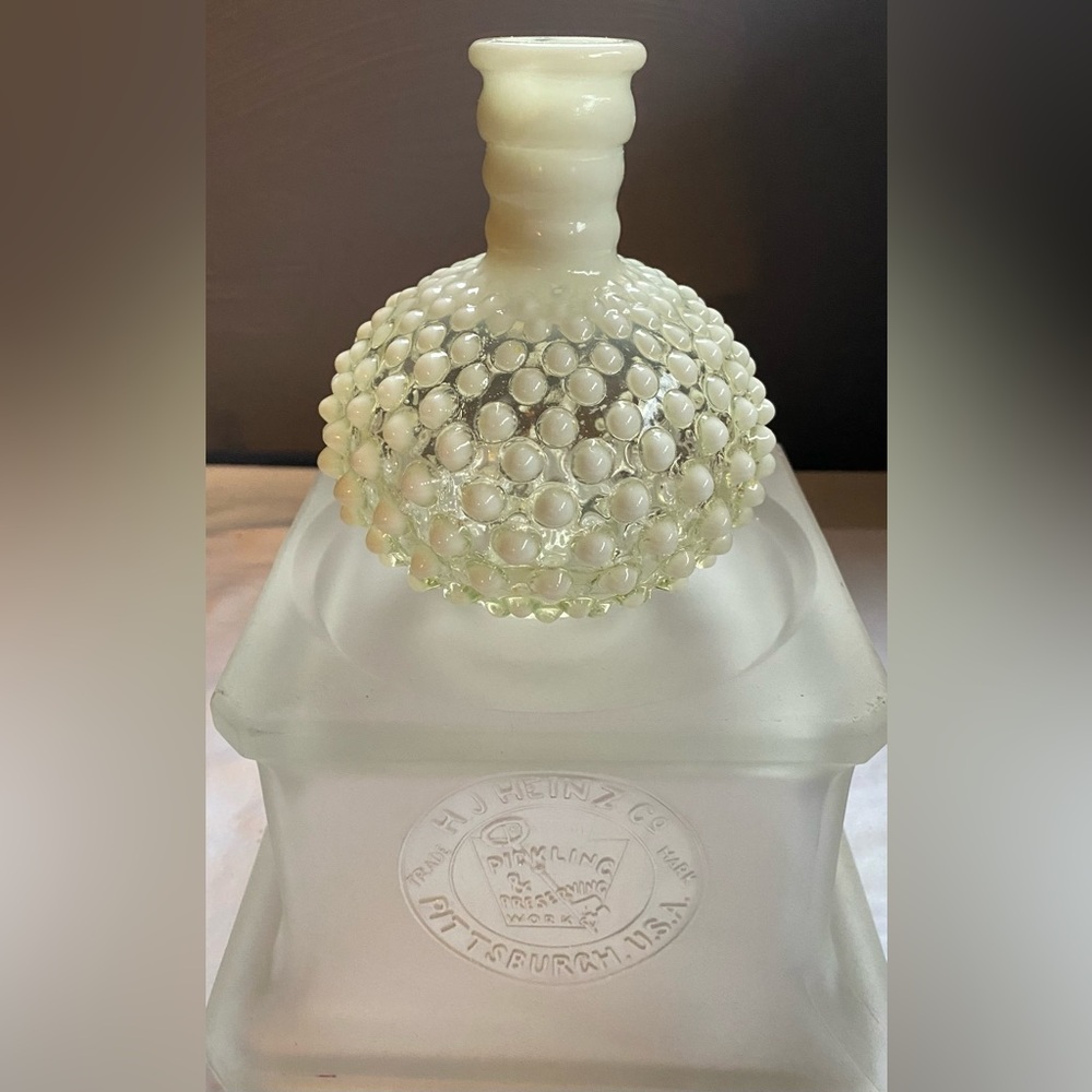 Vintage Fenton Opalescent Hobnail glass perfume bottle / bud vase
